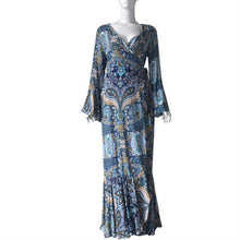 Load image into Gallery viewer, Maxi Dress Women Summer Casual Beach Sexy Boho Vintage Bandage Elegant Bell Sleeve Long Dresses One Size